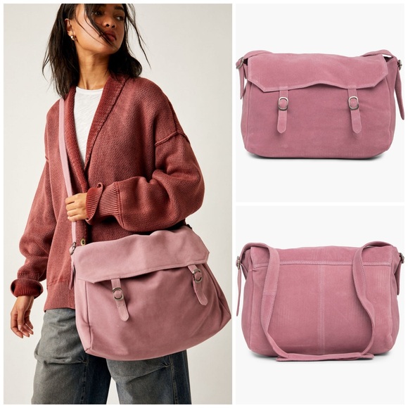 NWT! Free People Zahara Suede Messenger Bag - Picture 2 of 15